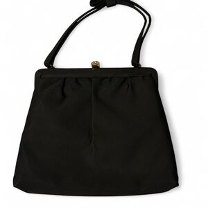 Vintage After Five L & M BAGS BY EDWARDS Black Fabric Clutch Kiss Lock